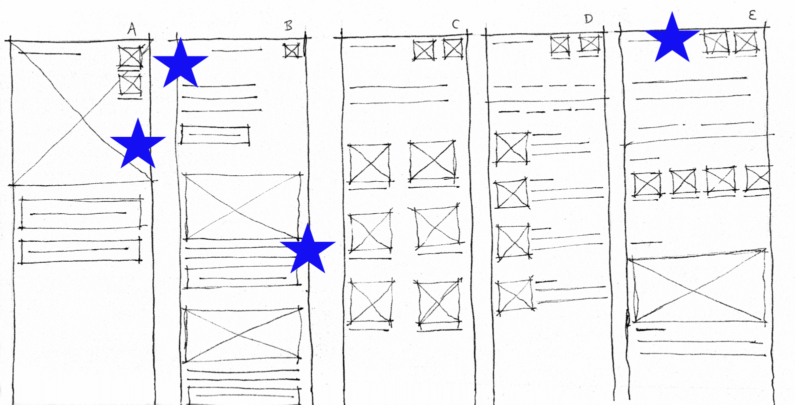 Paper wireframe sketch