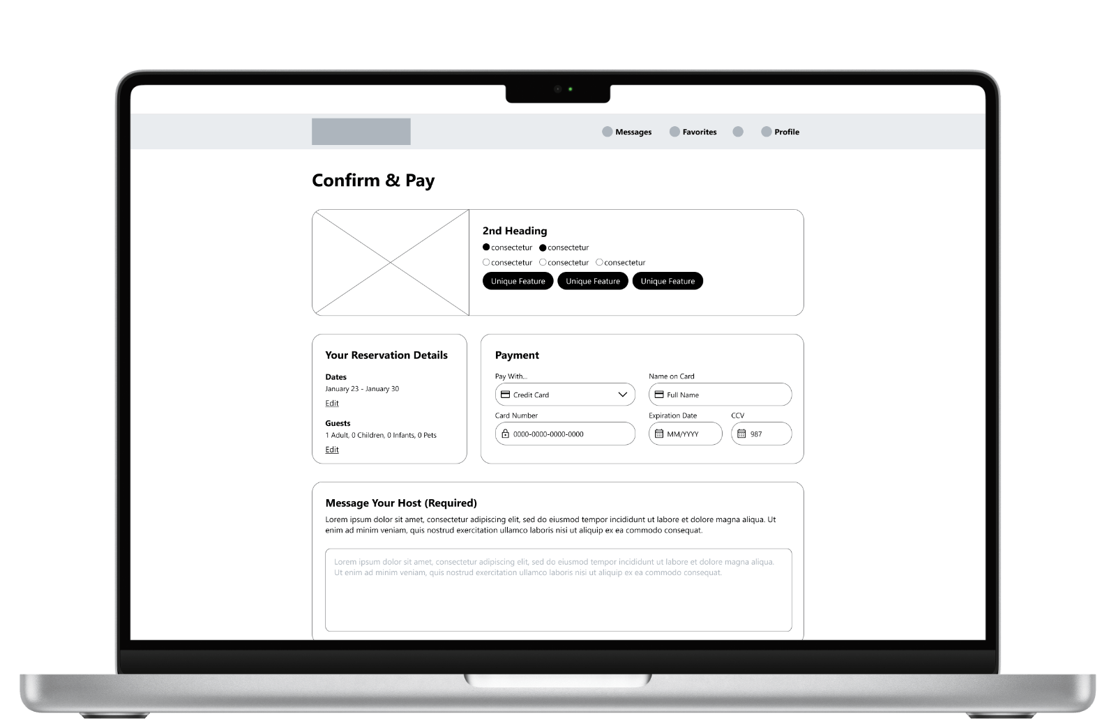 Desktop displaying a digital wireframe showing filter options.