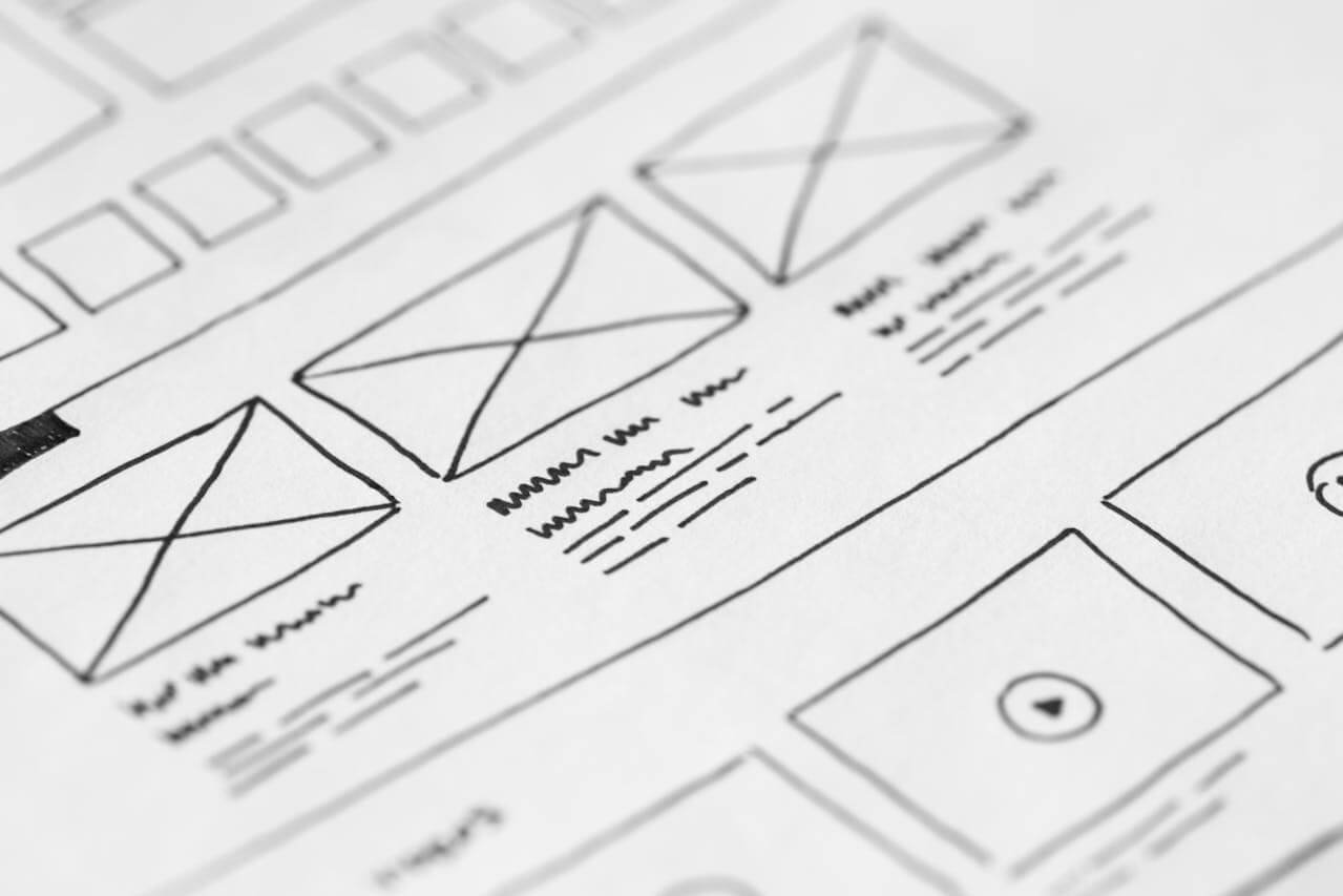 wireframe drawings on white paper